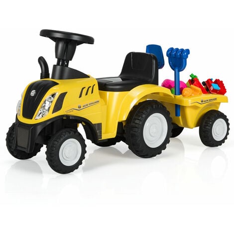 main image of "Kids Ride on Tractor and Trailer Children Electric Toy Car Scooter Light Sounds"