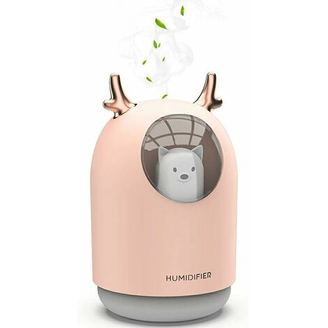 Kids Room Air Humidifier Silent Ultrasonic with Essential Oils Diffuser 7 Colors of Light 12 Hour Auto Power Off, 300ml