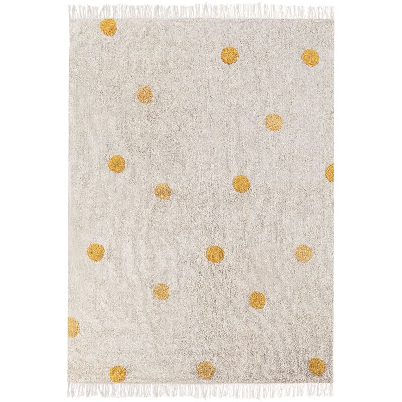 Beliani - Kids Room Rug 140 X 200 Cm Playroom Dots Pattern Beige And Yellow Dardere