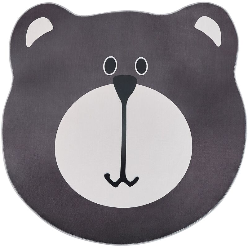 Beliani - Kids Room Rug Bear Shape ⌀ 120 Cm Playroom Brown Colargol