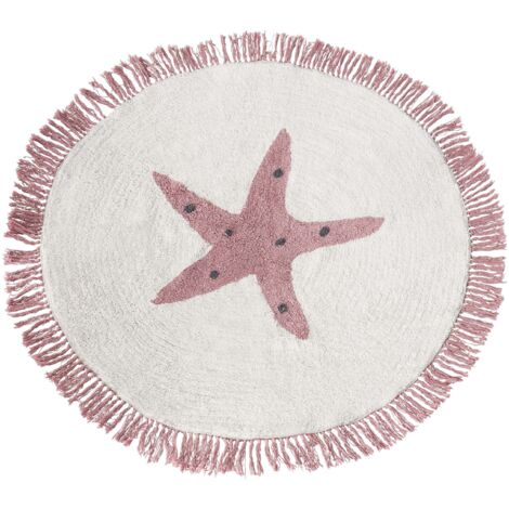Kids Rug STARS Off-White ø 120 cm Cotton