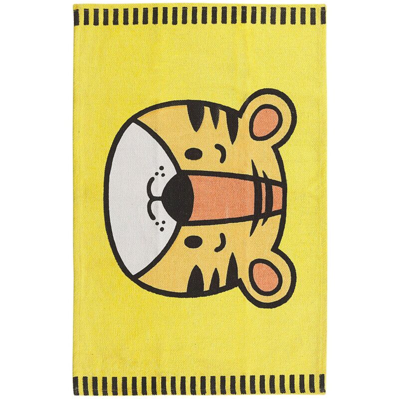 Beliani - Kids Room Rug Small Tiger Print 60 X 90 Cm Yellow Playroom Ranchi