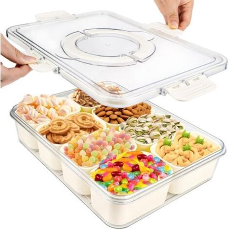 Kids' Snack Box - Reusable Snack Box with Dividers and Lid - 8/4 Compartment Snack Tray - Condiment Storage Box - Suitable for Children - Candy - Nut Snack Box