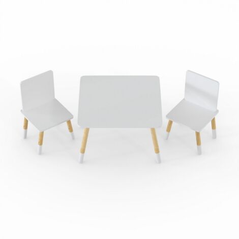 Kids Snow Table & 2 Chairs Set - Wood - White - Assembly Required