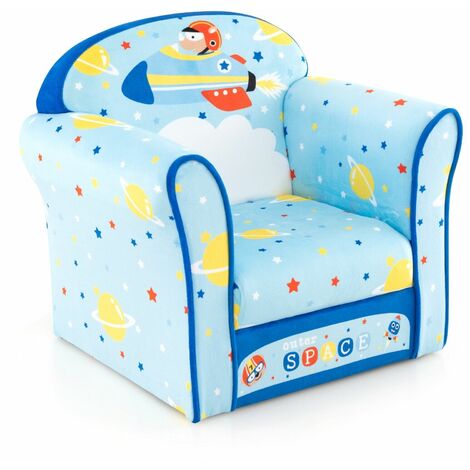 Kids Sofa Children Armrest Upholstered Chair Cute Pattern Armchair Solid Frame