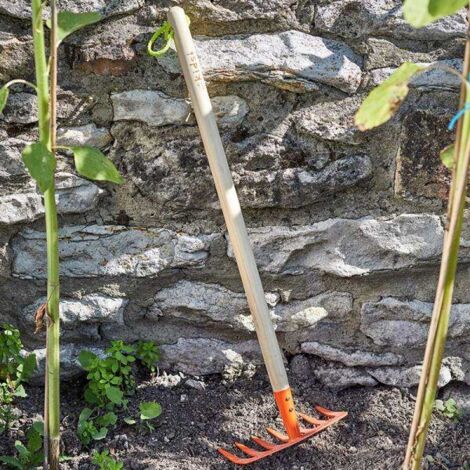 Kids Soil Rake Gardening Tool, Soil Leaves Raking Tool, Wooden Shaft, Metal Head