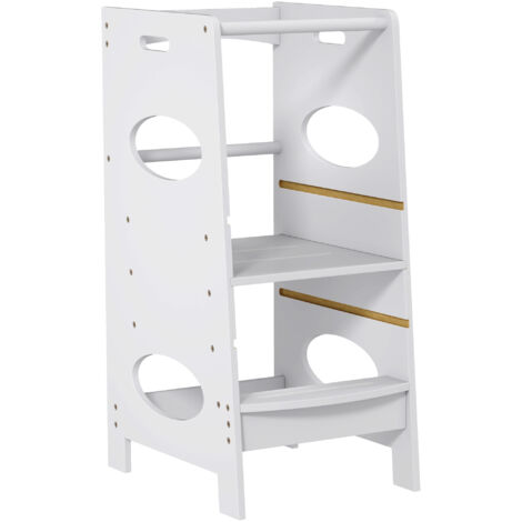 Kids Step Stool Toddler Kitchen Stool with Adjustable Standing Platform, Grey