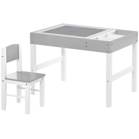 Kids Table and Chair Set, with Storage Space - Grey