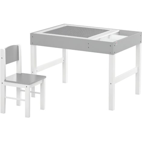Kids Table and Chair Set, with Storage Space - Grey