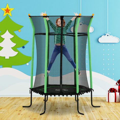 Kids Trampoline Mini Bouncer with Enclosure Safety Net For Ages 3-10 Years - Blue