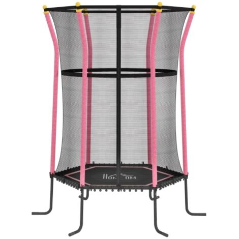 Kids Trampoline Mini Bouncer with Enclosure Safety Net For Ages 3-10 Years - Pink