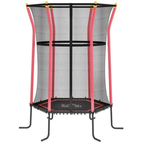 Kids Trampoline Mini Bouncer with Enclosure Safety Net For Ages 3-10 Years - Red