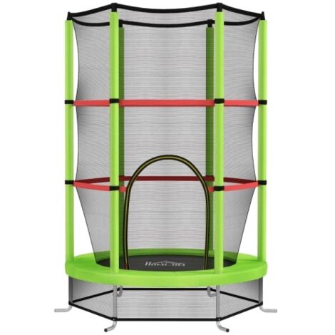 Kids Trampoline, with Enclosure Net, Steel Frame, for Ages 3-6 Years - Green