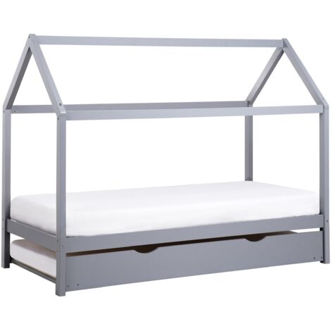 Kids Trundle Bed Pine Wood CRILLON 90 x 200 cm (EU Single) Grey