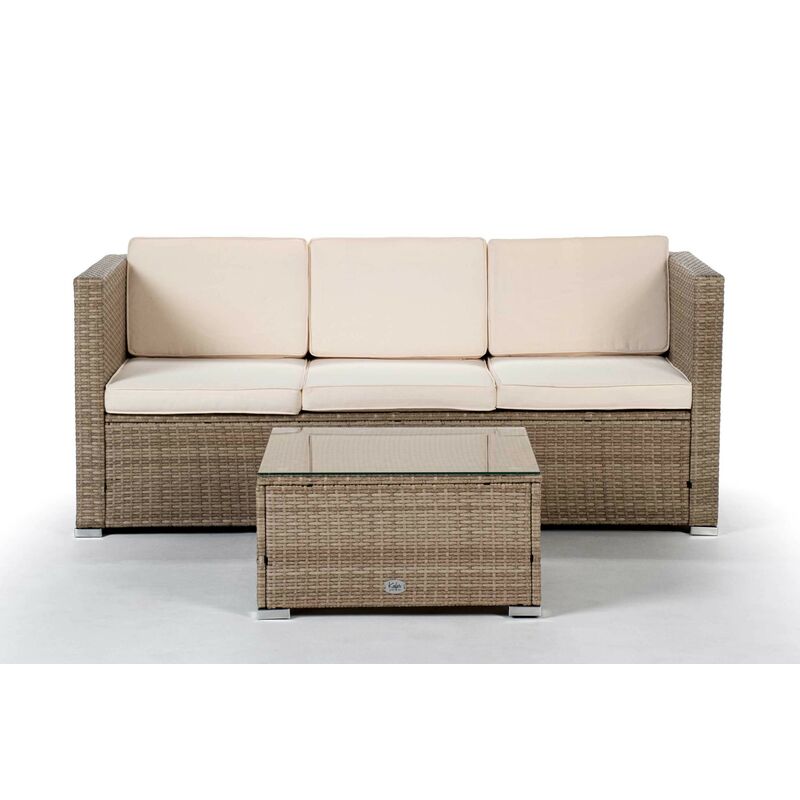 KieferGarden – Conjunto Set Muebles Jardín y Terraza, 3 plazas, Beige