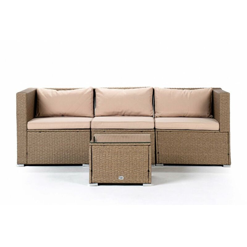 

KieferGarden – Conjunto Set Muebles Jardín y Terraza, 3 plazas, Beige, Ratán Sintético, Modular