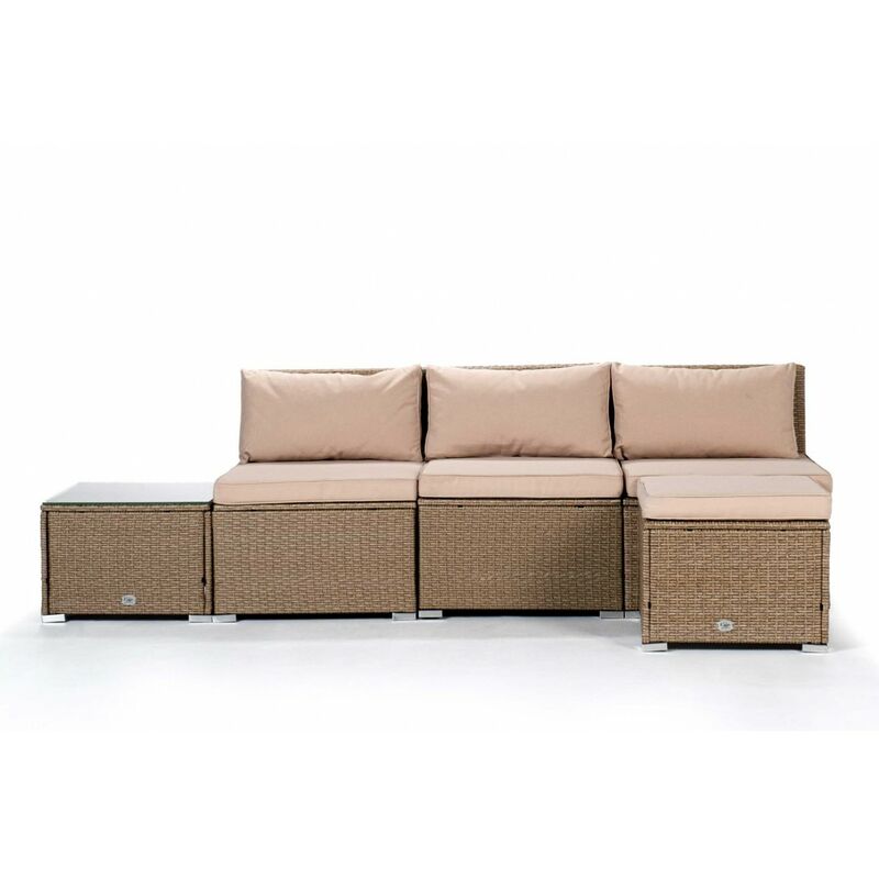 

KieferGarden – Conjunto Set Muebles Jardín y Terraza, 4 plazas, Beige, Una Mesa, Ratán Sintético, Conjunto Modular