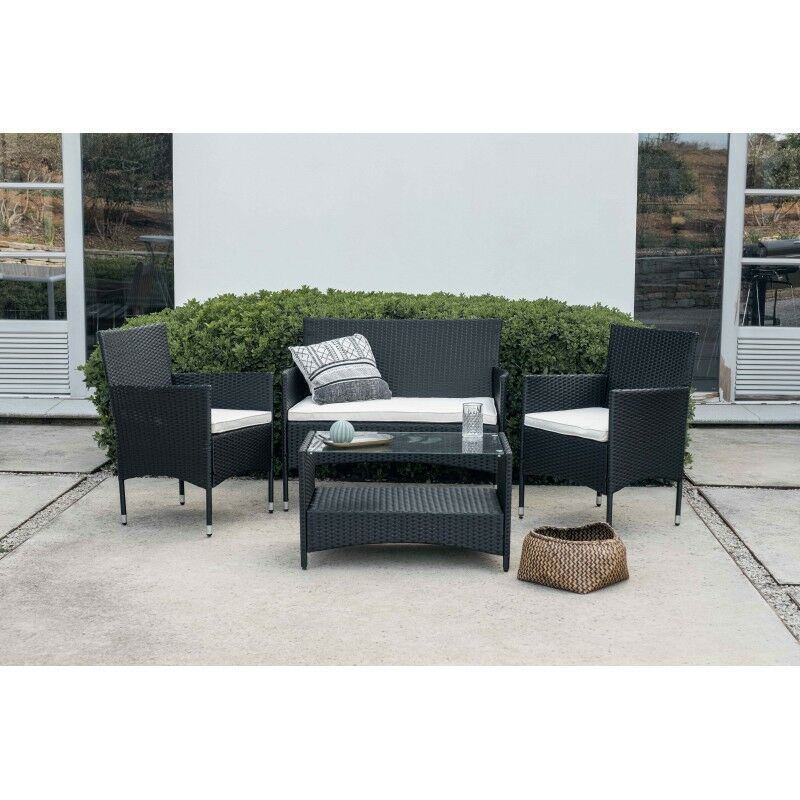 KieferGarden – Conjunto Set Muebles Jardín y Terraza, 4 plazas, Marrón