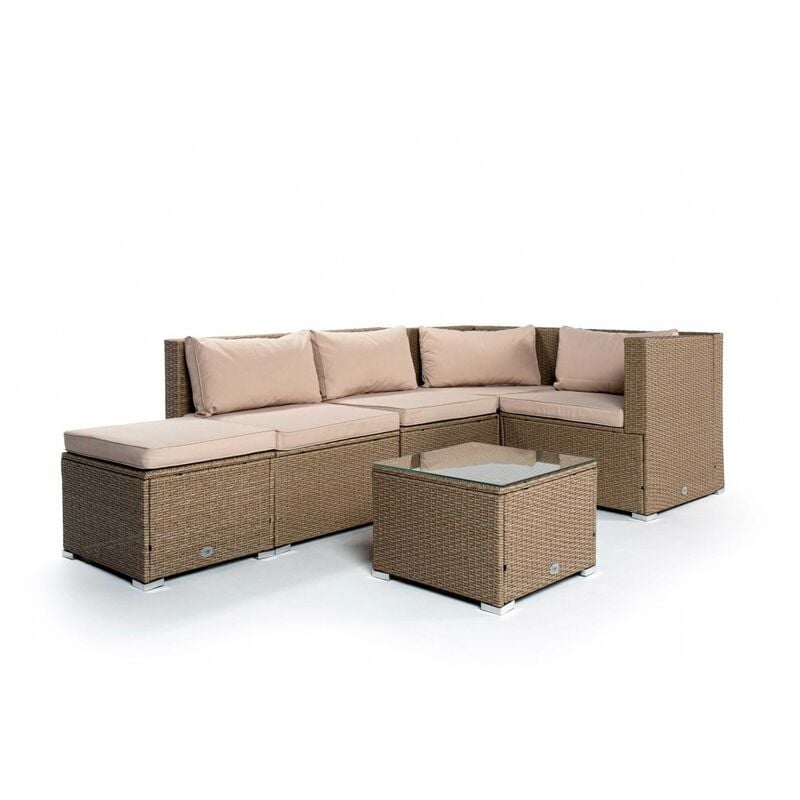 

KieferGarden – Conjunto Set Muebles Jardín y Terraza, 5 plazas, Beige, Ratán Sintético, Modular