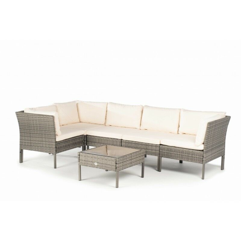 

– Conjunto Set Muebles Jardín y Terraza, 5 plazas, Gris, Ratán Sintético, Modular - Kiefergarden