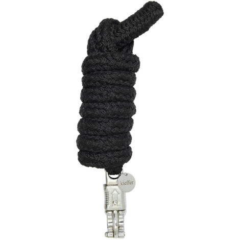 Kieffer Führstrick für Pferde, Satin Shine, 2 m - Panikhaken, Schwarz