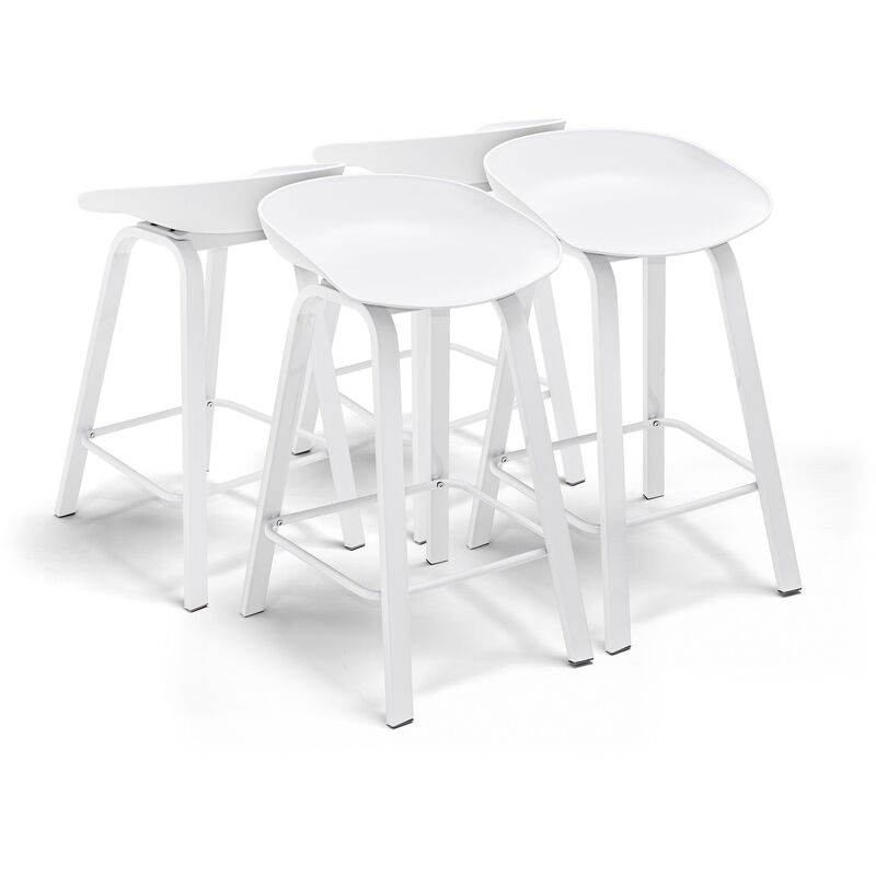 Frankystar - kiel - Lot de 4 tabourets design en métal et pp Blanc