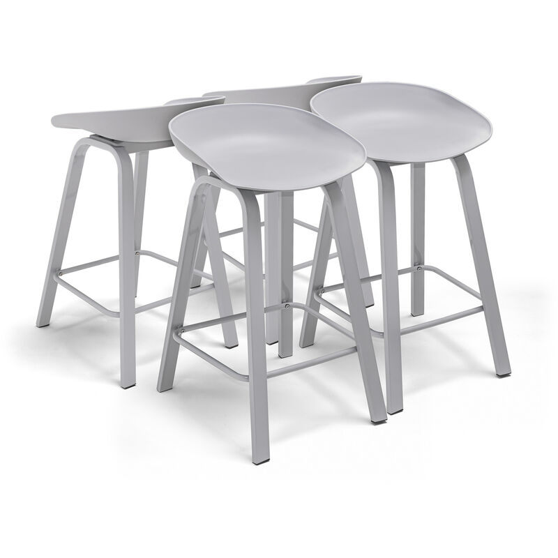 Frankystar - kiel - Lot de 4 tabourets design en métal et pp Gris
