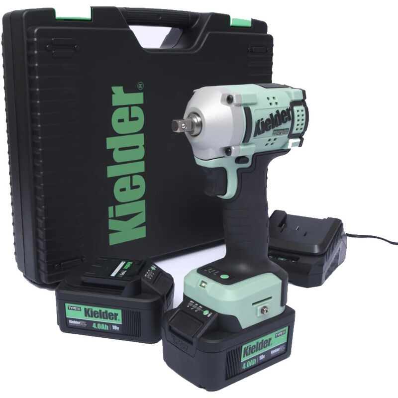 Kielder KWT-075-03 18V 3/8 Drive 340Nm Compact Impact Wrench With 2x4.0Ah Li-Ion Batteries