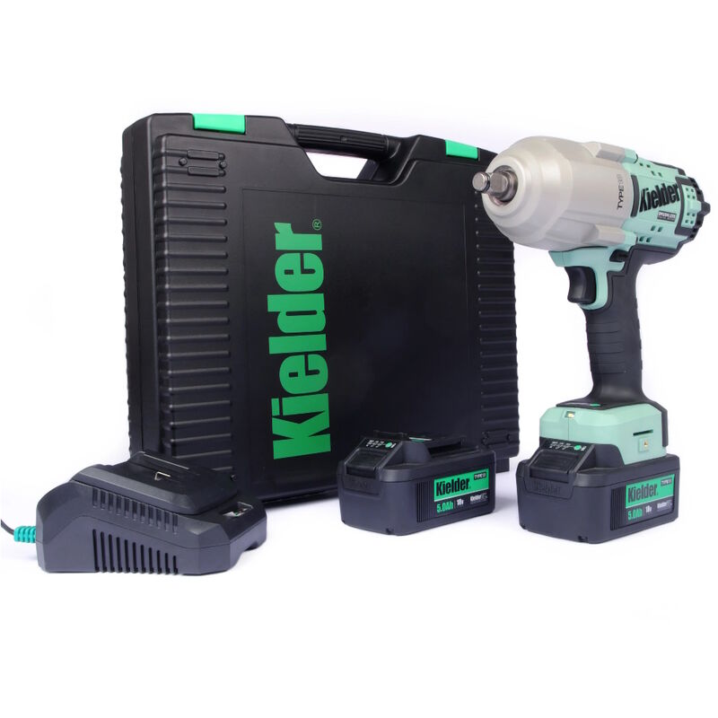 Kielder KWT-085-02 Cordless Impact Wrench, 1/2in. Drive, 18V, Brushless, 1790Nm Max. Torque, 2 x 5.0Ah Batteries