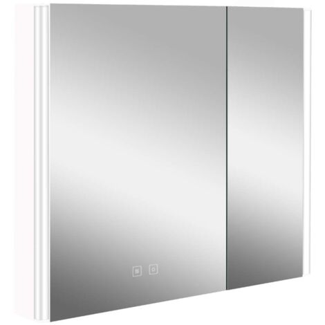 kielle Arkas I - Armario con espejo con iluminación LED, calefacción y puerto USB, 80x70x13 cm, blanco 50111810