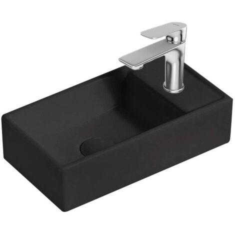 kielle Arkas I - Lavabo 42x23 cm, sin rebosadero, 1 agujero para grifo a la derecha, negro mate 30611404R