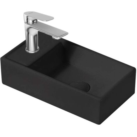 kielle Arkas I - Lavabo 42x23 cm, sin rebosadero, 1 orificio para grifo a la izquierda, negro mate 30611404L