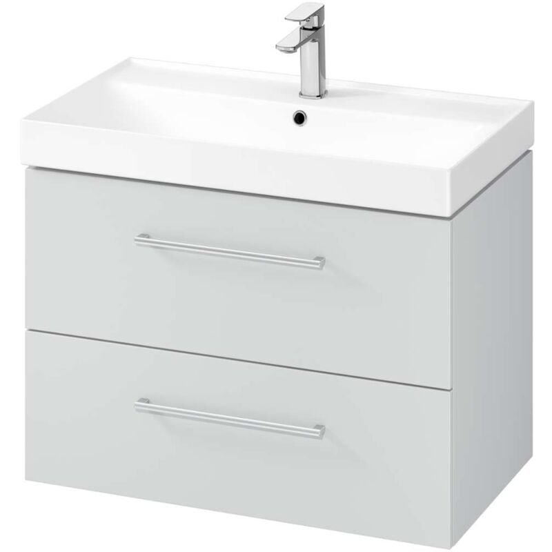 Kielle - Arkas i - Meuble avec lavabo, 80x57x44 cm, 2 tiroirs, gris 50011S82