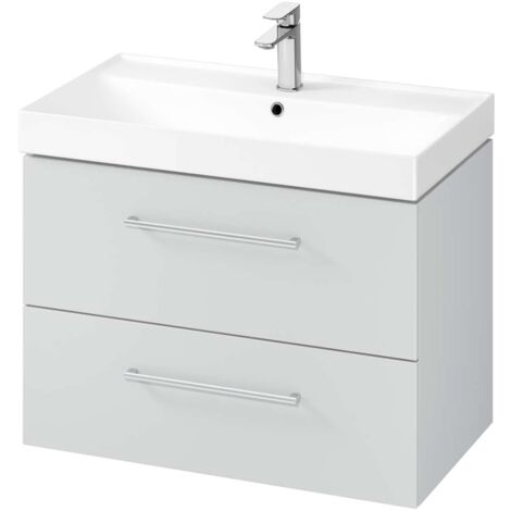 kielle Arkas I - Meuble avec lavabo, 80x57x44 cm, 2 tiroirs, gris 50011S82