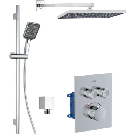 kielle Arkas I - Set de douche avec mitigeur encastré, 2 sorties, avec accessoires et corps d’encastrement, chrome 20611SPT10