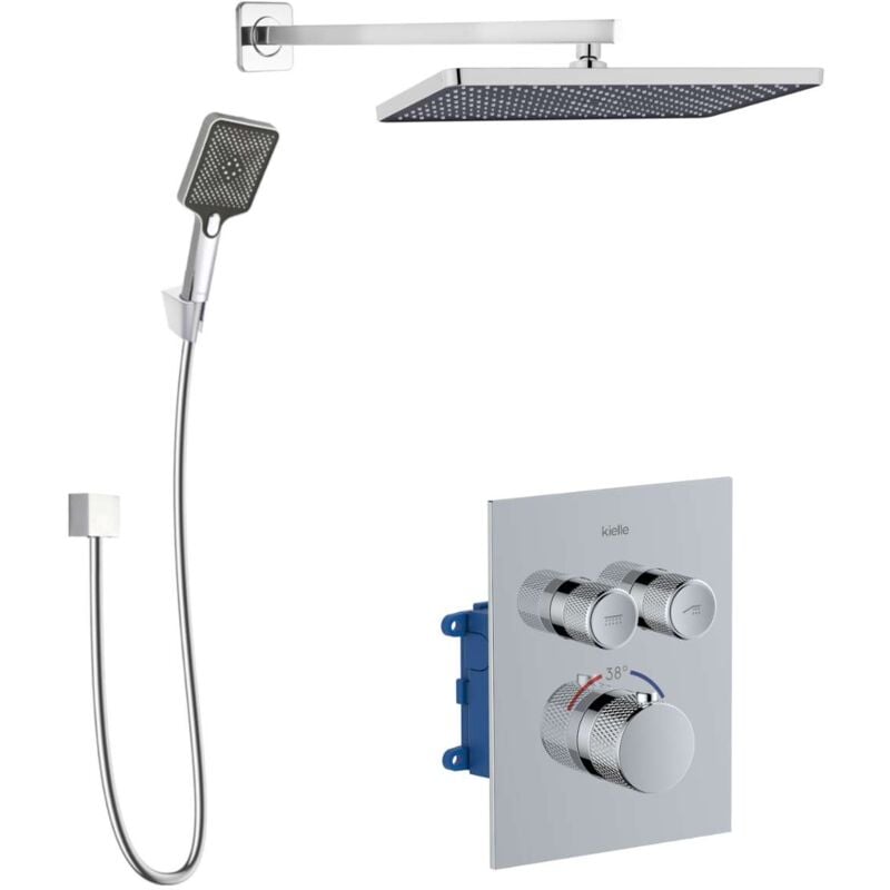 Kielle - Arkas i - Set de douche avec mitigeur encastré, 2 sorties, avec accessoires et corps d'encastrement, chrome 20611SPT20