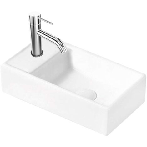 kielle Arkas I - Waschbecken 42 x 23 cm, ohne Überlauf, 1 Hahnloch links, weiß 30611400L