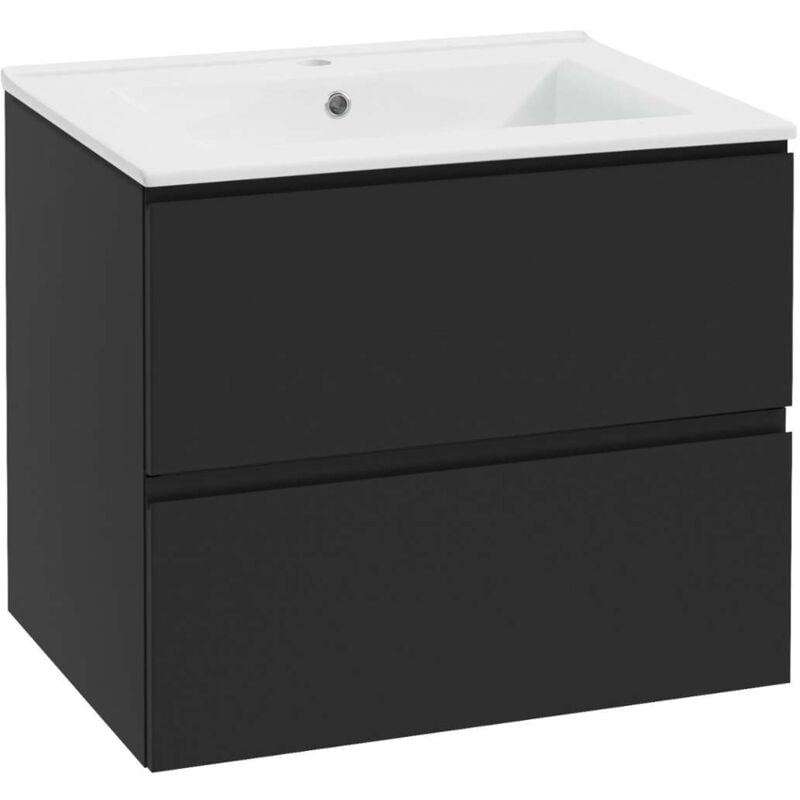 kielle Oudee - Meuble avec lavabo, 80x55x46 cm, 2 tiroirs, noir mat 50002S84