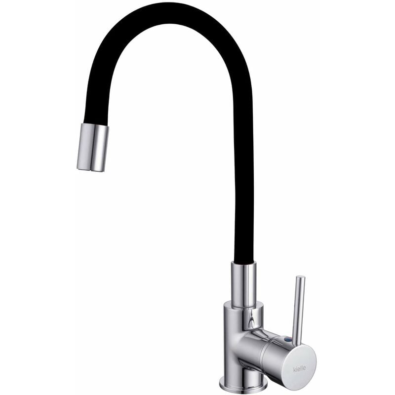 Oudee - Mitigeur d'évier avec bras flexible, chrome/noir 10502100 - Kielle