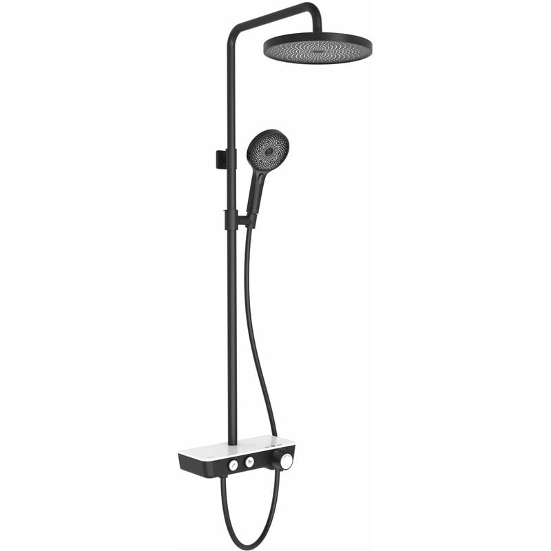 Kielle - Oudee - Set de douche avec thermostat, 26 cm, 3 jets noir / blanc 20602004