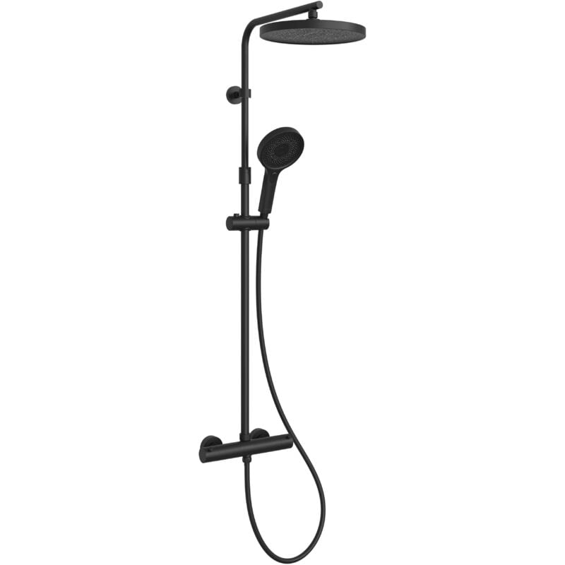 Kielle - Oudee - Set de douche avec thermostat, 26 cm, 3 jets, noir mat 20602014
