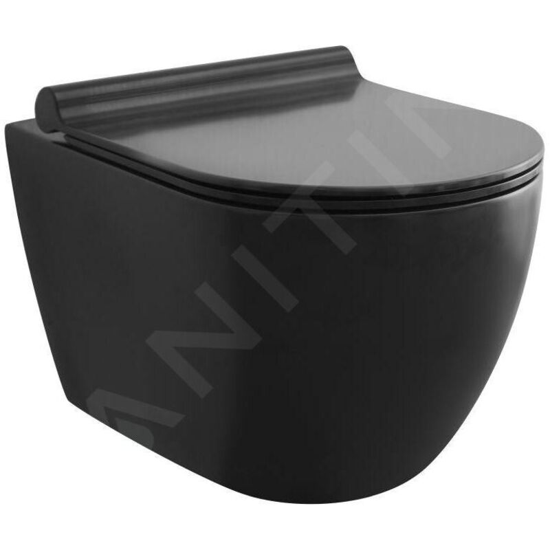 Kielle - Gaia - wc suspendu avec abattant softclose, Rimless, noir mat 30115040