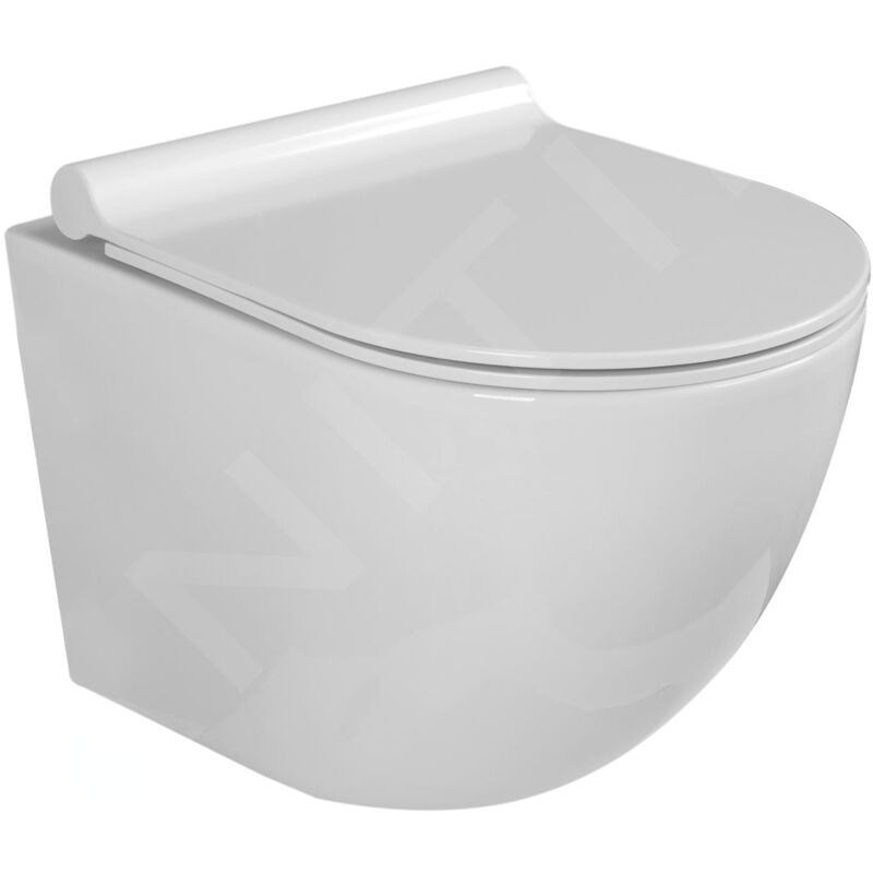Kielle - Gaia - wc suspendu compact avec abattant SoftClose, Rimless, blanc 30115001