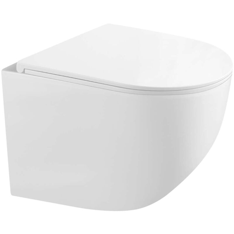 Kielle - Gaia - wc suspendu compact avec abattant SoftClose, Rimless, blanc 30115003