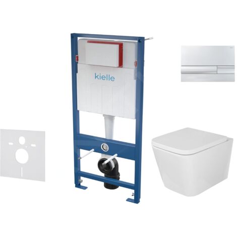 kielle Genesis - Ensemble bâti-support, cuvette Arkas I, abattant WC softclose et plaque Gemini I, chrome 30505SS02