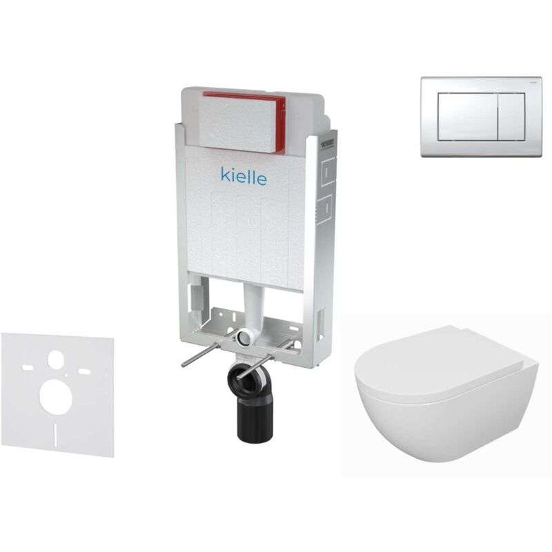 Genesis - Set bâti-support, cuvette Oudee, abattant softclose et plaque de déclenchement Gemini iii, chrome brillant 30505SZ62 - Kielle