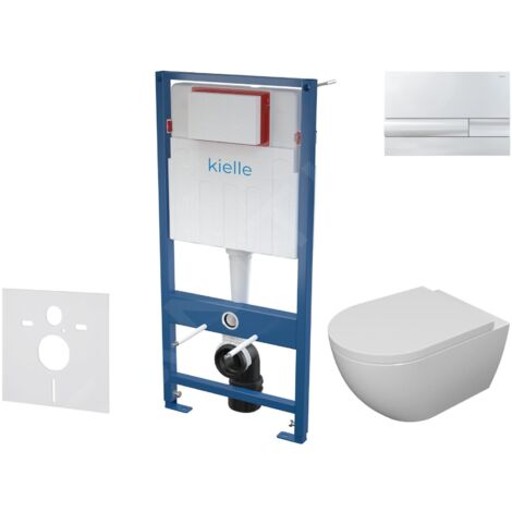 kielle Genesis - Set de bâti-support, cuvette, abattant softclose et plaque de déclenchement Gemini I, chrome 30505SS16