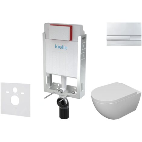 kielle Genesis - Set de bâti-support, cuvette, abattant softclose et plaque de déclenchement Gemini I, chrome 30505SZ16