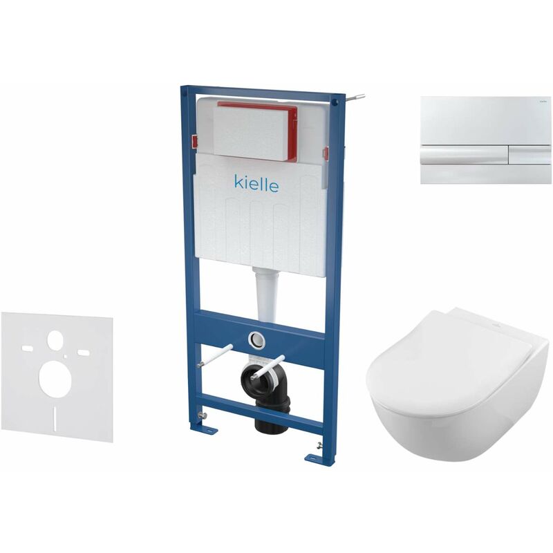 Genesis - Set de bâti-support, cuvette Subway et abattant softclose, CeramicPlus, plaque de déclenchement Gemini i, chrome brillant SANI11AK1102