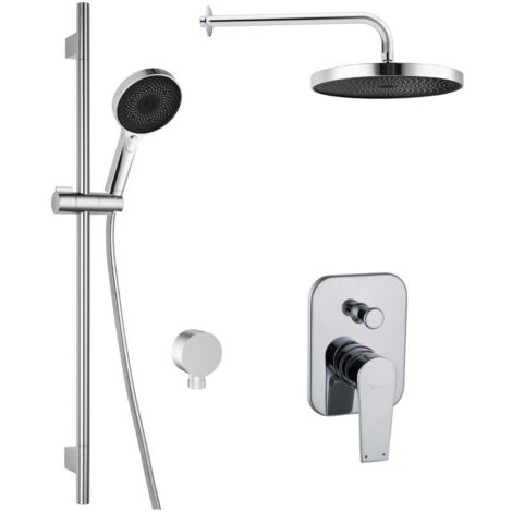 kielle Harmonia - Conjunto de ducha con mezclador empotrado, para 2 aparatos, con accesorios y cuerpo, cromo 20623SP20